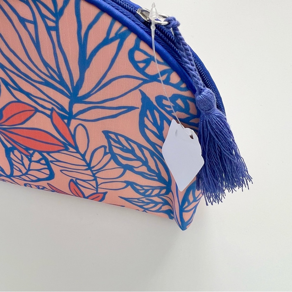 PAPER SOURCE Floral Blue and Pink Cosmetic  Bag NWT